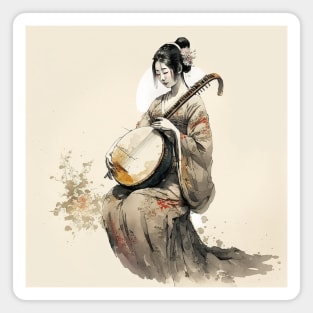 Beautiful Geisha and her Guitar Magnet